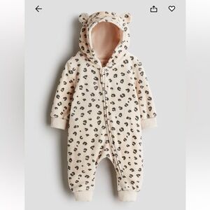 H&M Leopard Print Velour Jumpsuit